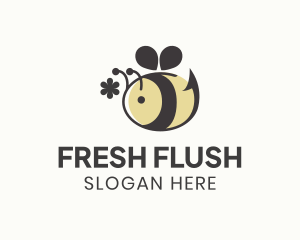 Cute Bee Flower logo design