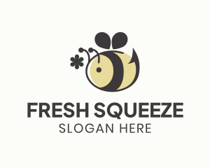 Cute Bee Flower logo design