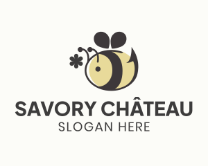 Cute Bee Flower logo design