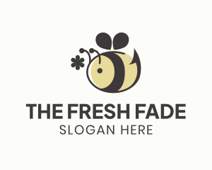 Cute Bee Flower logo design