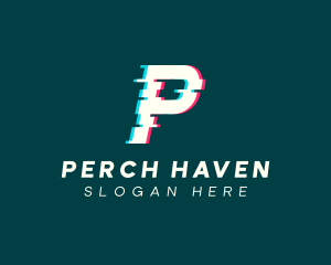 Anaglyph Tech Letter P logo design