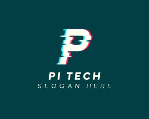 Anaglyph Tech Letter P logo design