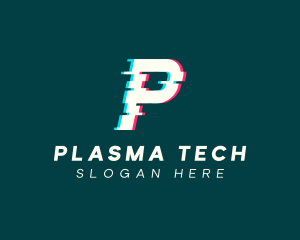 Anaglyph Tech Letter P logo design