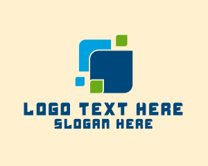 Twitter - Digital Networking Squares logo design
