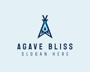 Blue Tent Letter A logo design