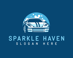 Sparkling Car Bubble Detailing logo design