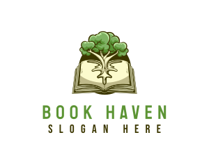 Book Tree Wisdom Library logo design