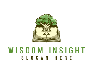 Book Tree Wisdom Library logo design