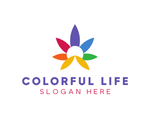 Colorful Cannabis Flower logo design