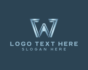 Metallic Letter W Business Logo