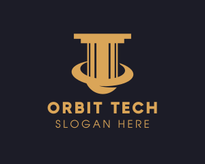 Greek Pillar Planet Orbit logo design