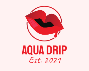 Red Drip Lips logo design