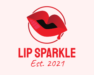 Red Drip Lips logo design