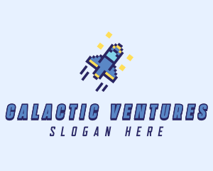 Pixel Spaceship Rocket logo