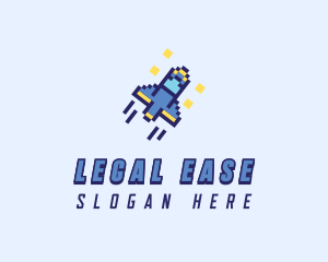 Pixel Spaceship Rocket logo