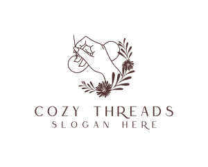 Hand Needle Thread Sewing logo design