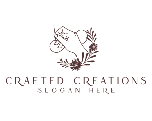 Hand Needle Thread Sewing logo design