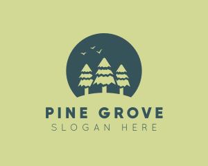 Pine Tree Sunset  logo design