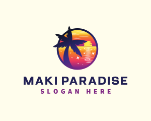 Sunset Beach Vacation logo design