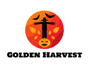 Halloween Scarecrow Pumpkin logo design