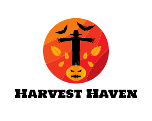 Halloween Scarecrow Pumpkin logo design