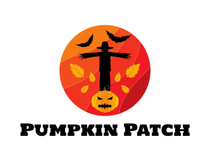 Halloween Scarecrow Pumpkin logo design