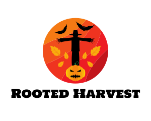 Halloween Scarecrow Pumpkin logo design