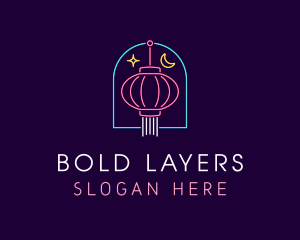 Chinese Lantern Neon Lights logo design