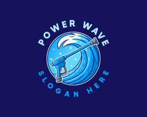 Pressure Washer Cleaning Wave logo design