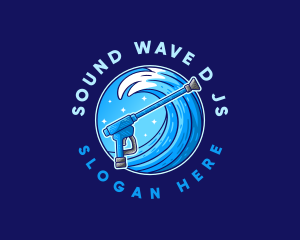 Pressure Washer Cleaning Wave logo design