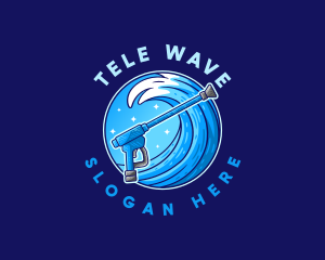 Pressure Washer Cleaning Wave logo design