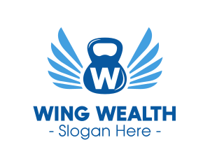 Gym Kettlebell Wings logo design