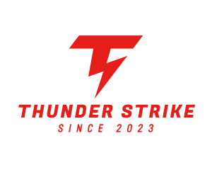 Lightning Strike Letter T logo design