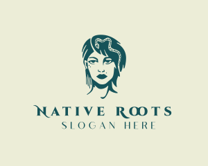 Snake Tribe Woman Warrior logo design