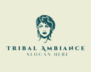 Snake Tribe Woman Warrior logo design