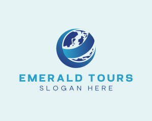 Globe Tour Letter E logo design