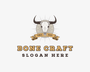 Western Animal Bull Skull logo design