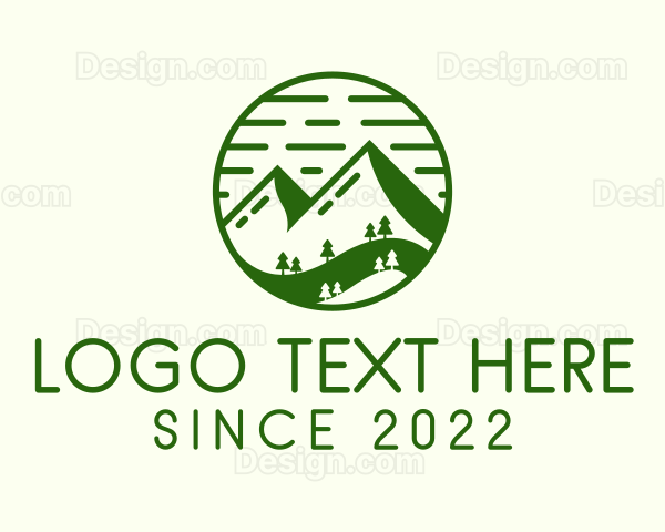 Green Forest Mountain Trees Logo