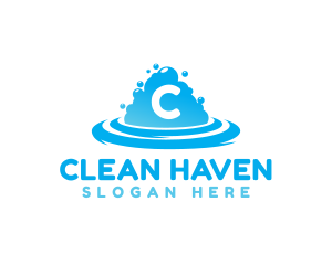 Clean Bubbles Laundry logo design