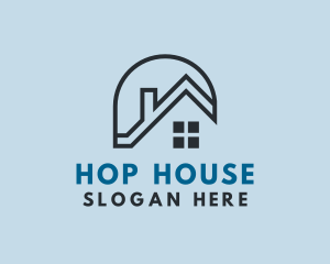 Minimalist Outline House Roof logo design