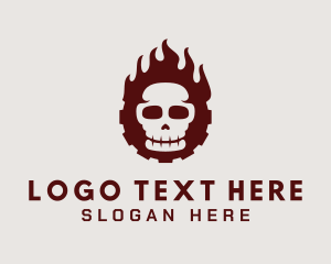 Skull Flaming Cog logo