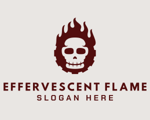 Skull Flaming Cog logo design