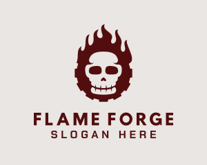 Skull Flaming Cog logo design