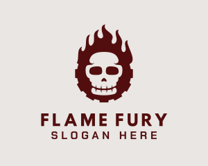 Skull Flaming Cog logo design