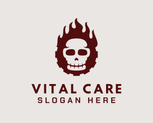 Skull Flaming Cog logo