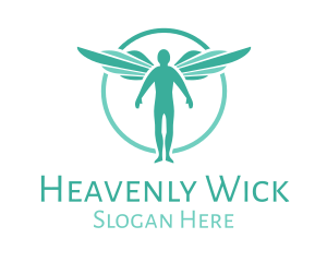 Teal Angel Wings logo design