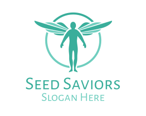 Teal Angel Wings logo design