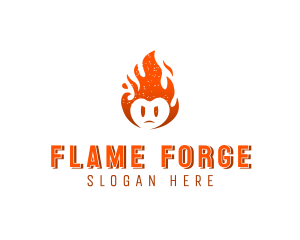 Angry Face Flame BBQ logo design