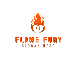 Angry Face Flame BBQ logo design