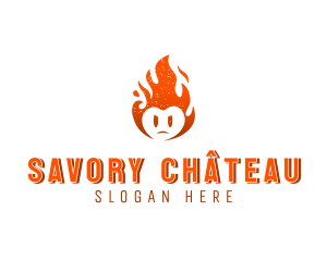 Angry Face Flame BBQ logo design